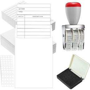 Telling 202 Piece Library Pockets and Library Cards مجموعة أدوات مكتبة شخصية لمحبي الكتب تشمل 100 بطاقة مكتبة ، 100 جيوب مكتبة ، ختم التاريخ ، مظاريف مكتبة حبر للمدرسة