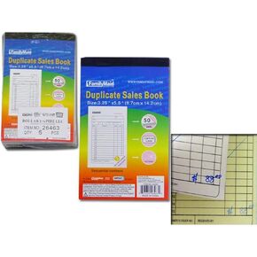كتاب مبيعات مكرر ميني ، 3.25 "× 5.5" ، نسخة كربونية من جزأين ، 50 مجموعة لكل كتاب