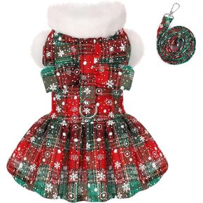 Dog Sweater Dress Puppy Sweaters for Small Dogs Girl Winter Pet Clothes Outfit for Chihuahua Yorkie Teacup Cold Weather Dog Coat Red Plaid Cat Apparel Clothing (XX-Small, Red)