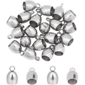 UniCraftale 20pcs الصلب غير القابل للصدأ كبسول سلك سلك 5 مم 304 قبعة من جلد الفولاذ المقاوم للصدأ ، غلاف نهاية كاب كاب كاب أطراف العثور على مجموعة من أجل صناعة المجوهرات سوار الشرابة