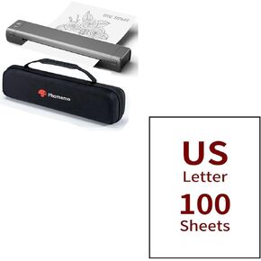 Phomemo inkless Portable Printer Gray & Us Letter Paper Size 8.5 "× 11" ، 100 ورقة وحالة ، طابعة مضغوطة حرارية غير مجدية ، متوافقة مع Android و iOS Phone & Laptop