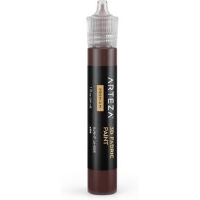 Arteza 3D Fabric Paint ، Burnt Umber A115 ، 1oz أنبوب ، غسالة ومجفف طلاء نسيج آمن للملابس ، الملحقات ، السيراميك ، الزجاج و DIY مشاريع
