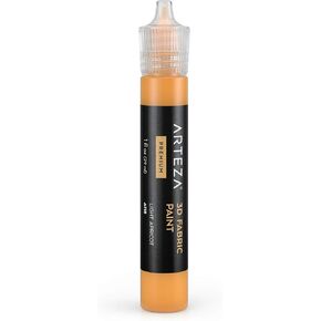Arteza 3D Fabric Paint ، Apricot A118 ، 1 أوقية ، أنبوب ، غسالة ومجففات آمنة للملابس ، المشاريع السيراميك ، الزجاج و DIY