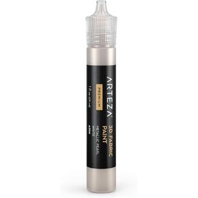 Arteza 3D Fabric Paint ، Pearl Pearl White A306 ، 1oz أنبوب ، غسالة ومجفف طلاء آمن للملابس ، الملحقات ، السيراميك ، الزجاج و DIY مشاريع
