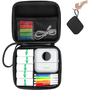 HuiJuKeJi Mini Sticker Printer Case,High-capacity Hard Protective Box for X5/Phomemo M02/T02 Printer,Portable Carrying Case for Thermal Inkless Photo Printer,Instant Camera,Label Marker(Green)