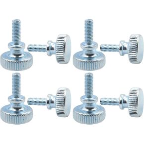 LBY 30pcs Knurled Hand Screw, M4 x 10mm Flat Knurled Head Fully Threaded Thumb Screws(Double Layer Step), Carbon Steel Galvanize in Kuwait