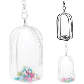 حقيبة عرض كبيرة الشكل واضحة مع سلسلة مفاتيح Case Case Box -keychain تحمل سحر أحمر الشفاه للمقتنيات