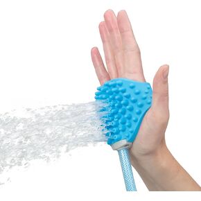 Aquapaw Pet Bathing Tool – Sprayer and Scrubber in One – Compatible with Indoor Shower or Outdoor Garden Hose – For Dog and Cat Grooming – Garden Hose and Shower Adapters Included