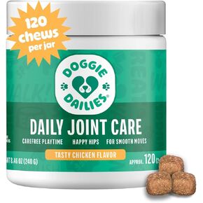 Doggie Dailies Glucosamine for Dogs - 120 Chews - Joint Supplement for Dogs of All Breeds & Sizes - Hip and Joint Supplement for Dogs - Premium Glucosamine and Chondroitin for Dogs (Chicken)