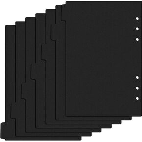 A5 Dividers مع علامات تبويب ، 7pcs 6 رنين الإدراج مخطط الموثق 6 ثقب لمكتب أجهزة الكمبيوتر المحفوظات ومكتب العاملات (أسود)