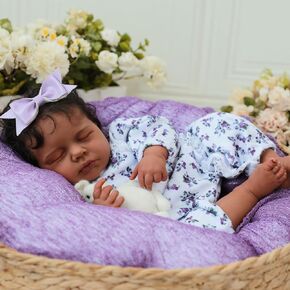 SCOM Reborn Baby Baby Girl Girl - 20 بوصة واقعية واقعية حديثي الولادة دمى الأطفال حديثي الولادة دمى أمريكية من أصل أفريقي للحياة الحقيقية للطفل هدية للأطفال سن 3