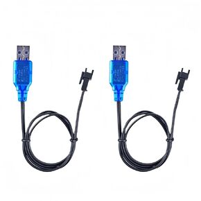 2 Pack 3.7V USB Charger Cable with SM-2P Plug Connector for Mini RC Amphibious Stunt Car Boat Trucks