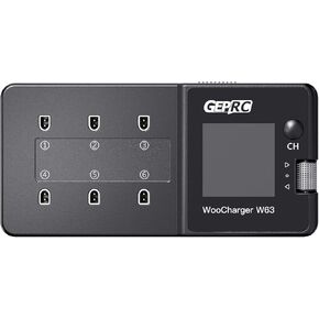 GEPRC W63 1S LiPo Battery Charger Board 6 Ports Type-C Portable Charger for 1S Life, LiPo, LiHv RC Battery Discharger with BT2.0/PH2.0 Connector, XT60 Port