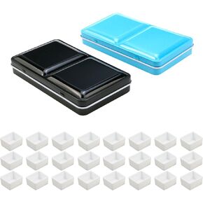 MY MIRONEY 8.74" x 2.83" x 0.91" Empty Watercolor Palette Black Paint Case with Fold Out Palette Empty Watercolor Tins Box with 24 Empty Half Pans for Painting