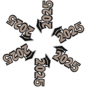 Stobok 6pcs 2025 التخرج الحديد على بقع البقع التذكارية المطرزة للملابس والقبعات ديكورات DIY الأنيقة والاعتراف الأكاديمي