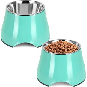 Raised Dog Bowls, Elevated Dog Bowls for Wearing Cone,Cocker Spaniel Long Ears,Neck Stress-Free,Non-Slip Stianless Steel Bowl for Medium/Small Size Dogs