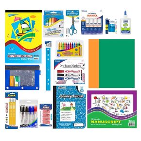 Bazic Primary School Kit Supply Box 57 Count for Ristergarten Elementary Student K-6 ، قلم تلوين كتاب تكوين ، قد يختلف اللون ، حزمة واحدة