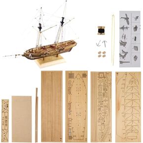 GAWEGM Wood Model Kits - Sacle 1/70 US New Port 1830 Sail Boat Wooden Model, with Accessories