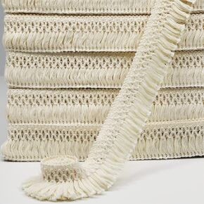 10 Yard 40mm/1.57 Inch Black Vintage Knotted Cotton Fringe Tassels Trim, Boho Long Fringe, Sewing Trim for Drapery Curtain Pillow Carpet Lamp Crafts (Black-40mm)