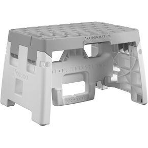 COSCO 1 Step Molded Folding Step Stool, Type 1A, White and Gray (2-Pack)