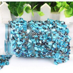 Iskybob 1 Roll Rhinestone Beaded Beaded Blue Gemstone Gemstone Theldique Trim for DIY Wedding Dress Shoes Decor