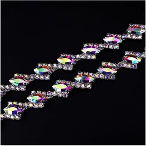 1 Yard Rhinestone Trim Crystal Rhinestone Chain Applique Rhinestone Applique Sewing Embellishments for DIY Dress Clothing Wedding Crafts Bridal Jewelry