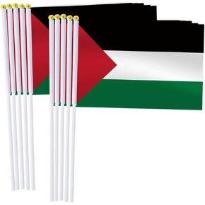 25 حزمة فلسطين علم صغير باليد ، ميني فلسطيني يدوي ديكور عصا مصغرة