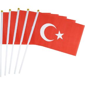 50 حزمة يدوي ميني صغير صغير العلم الديك الرومي الأتراك العلم العلم العلم جولة العلم العلوي الأعلام الوطنية ، مستلزمات زخارف الحفلات للمسيرات ، كأس العالم ، الأحداث الرياضية ، المهرجان الدولي
