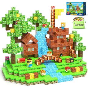 120pcs 1 '' blocks Build-Build Mine Matter World مجموعة ألعاب حسية للأطفال 3+ سنوات مكعبات مغناطيسية للأولاد الصغار الأولاد العمر 4-6 8-10 10-12