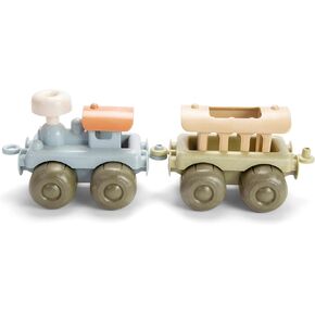 Dantoy: مجموعة قطار حيوي - 2 ربط سيارات Toy Train ، ألوان صامتة ، مركبة داخلية وخارجية في الهواء الطلق ، كابوس ، البلاستيك المعاد تدويره ، الأطفال والأطفال الصغار 2+