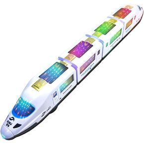 Otonopi Toy Train Train Electric Bullet Train Train Train Action Action Action Scoomotive Car عالي السرعة مع البرق ثلاثي الأبعاد وهدية الموسيقى للأطفال ، وتتغير وتغيير الاتجاهات على اتصال ، 20.5 ''