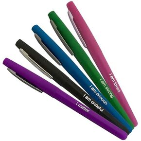 Felt Tip Pens with Positive Affirmations – Perfect for Teachers & Educators, Marking & Corrections – Great for Writing, Journals, Drawing, Planning – Great gift idea! (5 pack)