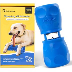 Bully Stick Holder for Dog, Improved Chew Holder Bone Holder Toy, Ultimate Secure Heavy Duty, Safety Device to Prevent Choking, Fits Various Bully Sticks and Dog Sizes, Blue