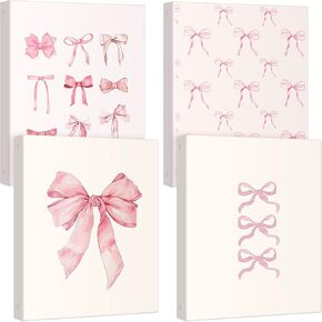 RELITHICK 4 PCS CUTE PINK BOY 3 RING BINDER ، 1 بوصة خاتم مستدير مع جيوب داخلية ، موثق الحافظة ، لوازم مدرسة Coquette ، المجلدات اللطيفة الزخرفية لمكتب المدرسة A4 PAPER
