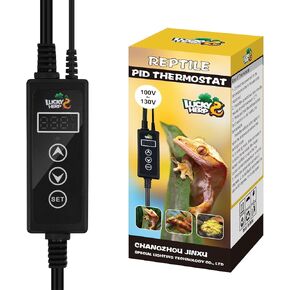 Lucky Herp الزواحف الترموستات ، وحدة تحكم درجة حرارة مصباح HERT PID مع شاشة رقمية LED ، ترموستات terrarium لمصباح الحرارة الزواحف حصيرة وسخانات ، دعم ℉/℃ ، وظيفة الذاكرة