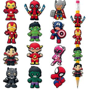 Garetheora 12Pcs Cartoon Pencil Topper Decorations, Different Cute Pencil Clip for Students School (B)