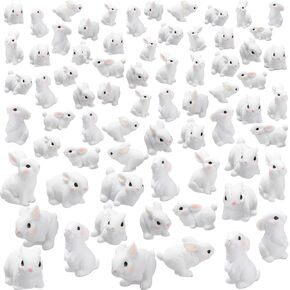 Marsui 100 Pcs Bunny Miniatures Figurines Rabbit Miniature Accessories Easter Garden Landscape Garden Bunny for Easter Accessories Dollhouses Decoration(Classic Rabbit)
