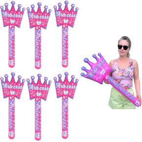 34 "Princess Crown Shape Wand Pink Flate (6 Pack) Great Royal تحت عنوان حفلة عيد ميلاد تفضل Prop.