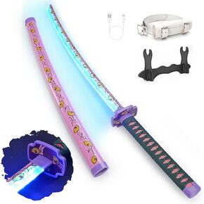 LED ZISU LED متوهجة SWORD SWORD FIREGOD SWORD - 40 بوصة قابلة لإعادة الشحن سيف لأعلى مع حامل وحزام