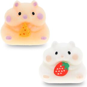2pcs الهامستر الرقيق Taba Squishy Toy-ضغط الحيوانات الأليفة الواقعي الفائق-حيوانات Kawaii تململ ألعاب الحسية ، هدايا ضغوط السيليكون الناعمة للأطفال والمراهقين والبالغين