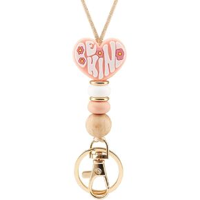 Be Kind Cute Teacher Lanyard for ID Badge Holder and Keychain, Beaded Lanyards for Women Cool Lanyards for Keys