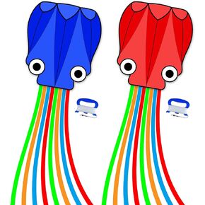 2 Pack Octopus Kite للأطفال والبالغين ، من السهل للغاية الطيران للمبتدئين ، Octopus Kite للطفل (Octopus Red Blue Green Set ، 3)