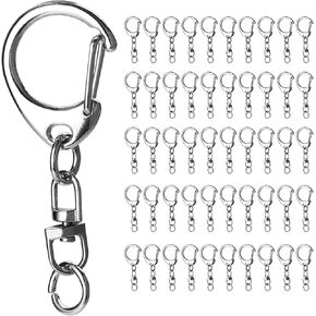 مفاتيح مفاتيح 50 PCS مفتاح مفتاح مفتاح Clasp Clasp ، مقطع سلسلة المفاتيح ، مشابك دوارة الشبل الخطاف ، سلسلة مفاتيح الحرف اليدوية DIY