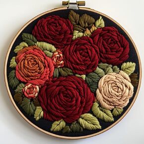 DIY Punch Needle Kits Red Roses Embroidery Punch Edele Starter Craft With Hoop Easy for Beginners for Festival T and Decoration 20x20cm-1