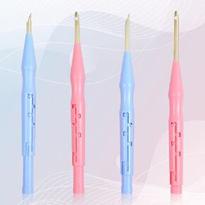 ElevateTech Punch Needle Tool, 4 PCS Adjustable Embroidery Punch Needle Pen Felting Needles Threaders for Hand Sewing Stitching Knitting Applique Embellishment Threader Needles for Embroidery Rug
