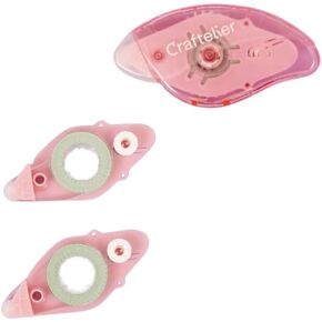 Clafelier - مجموعة موزع لاصقة مع شريط مزدوج على الوجهين يمكن إعادة وضعه + 2 عبوات | مصممة لمشاريع القصاصات والحرف اليدوية | يقيس الشريط 8 مم × 7 م - وردي ، صغير ، 99846