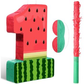 بطيخ Piñata فاكهة رقم 2 Red Watermelon 2nd عيد ميلاد Piñata مع عصا الخفافيش عصا عصا الحفلات لتوفيات عيد ميلاد الصيف (2)