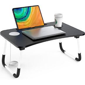 مكتب كمبيوتر محمول للسرير ، Elekin Portable Lap Desk Bed Table Table Standing Black Table Bed Tard