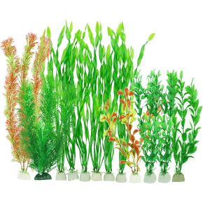 122pcs نباتات السمك الاصطناعي البلاستيك محاكاة النباتات المائية نباتات الماء ديكور زخارف أسماك زينة الإكسسوارات