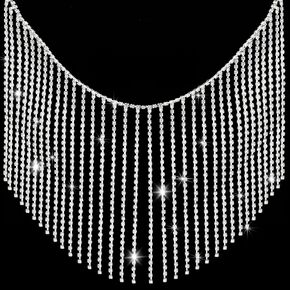 Coucoland Rhinestone Fringe Trim Strips - 1 Yard Rhinestone Ribbon Trim with Tassel